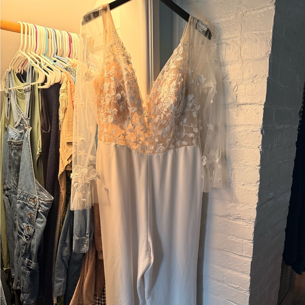 Ivory Lace Bodice Jumpsuit